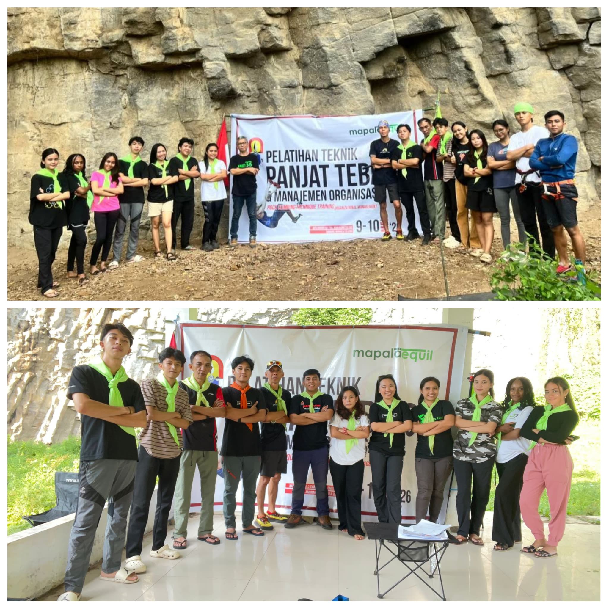 Mapala Equil Tempa Materi Panjat Tebing dan Manajemen Organisasi di Desa Kilo 3