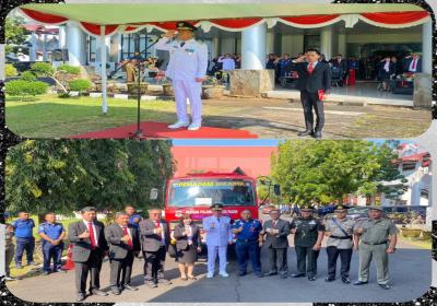 Bupati Minsel Pimpin Upacara Hari Otonomi Daerah ke-30, Terima Hibah Mobil Damkar dari DKI Jakarta