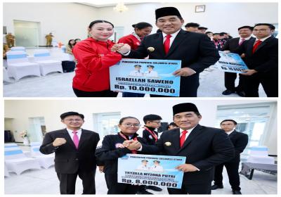 Diserahkan Gubernur Yulius, Atlet Asal Sulut Berprestasi di Sea Games Salah Satu Penerima Bonus 
