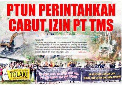 PTUN PERINTAHKAN CABUT IZIN PT TMS